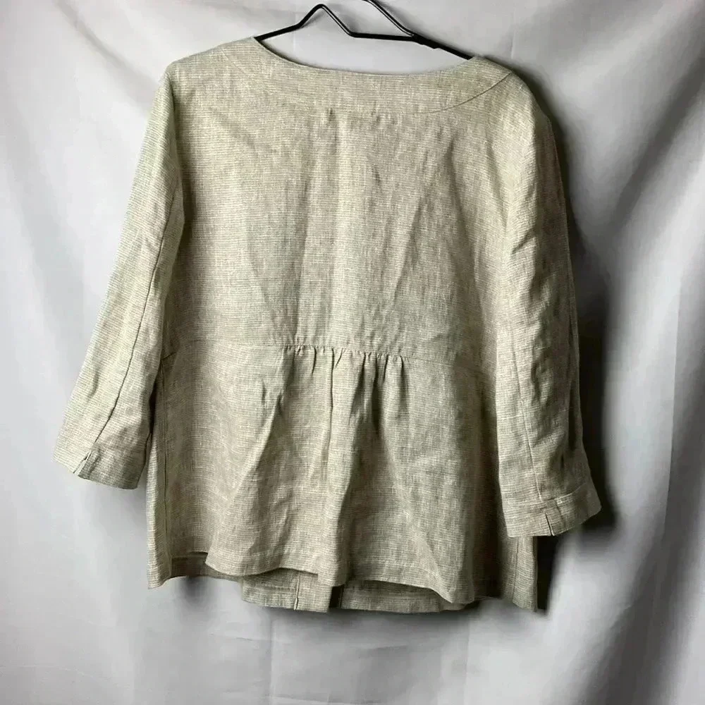 J. JILL WO SIZE‎ LARGE  LINEN LIGHTWEIGHT OATMEAL COLOR SILVER METALLIC THREAD